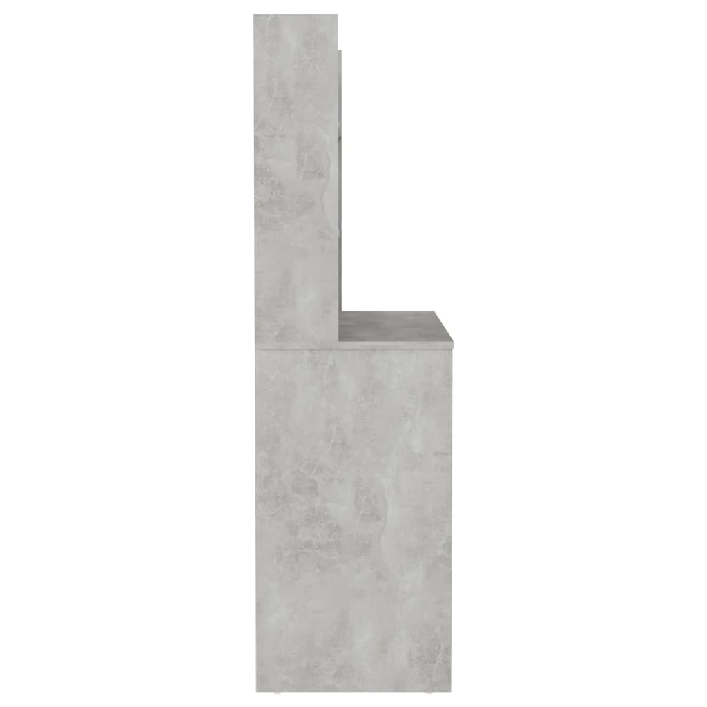 Sminkebord Med Led-Lys 100X40X135 Cm Mdf Betonggrå