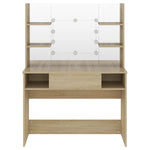 Sminkebord Med Led-Lys 100X40X135 Cm Mdf Eik