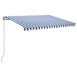 Manuell Uttrekkbar Markise Med Led 300X250 Cm Blå Og Hvit