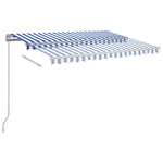 Manuell Uttrekkbar Markise Med Led 300X250 Cm Blå Og Hvit