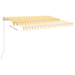 Manuell Uttrekkbar Markise Med Led 300X250 Cm Gul Og Hvit