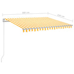 Manuell Uttrekkbar Markise Med Led 300X250 Cm Gul Og Hvit