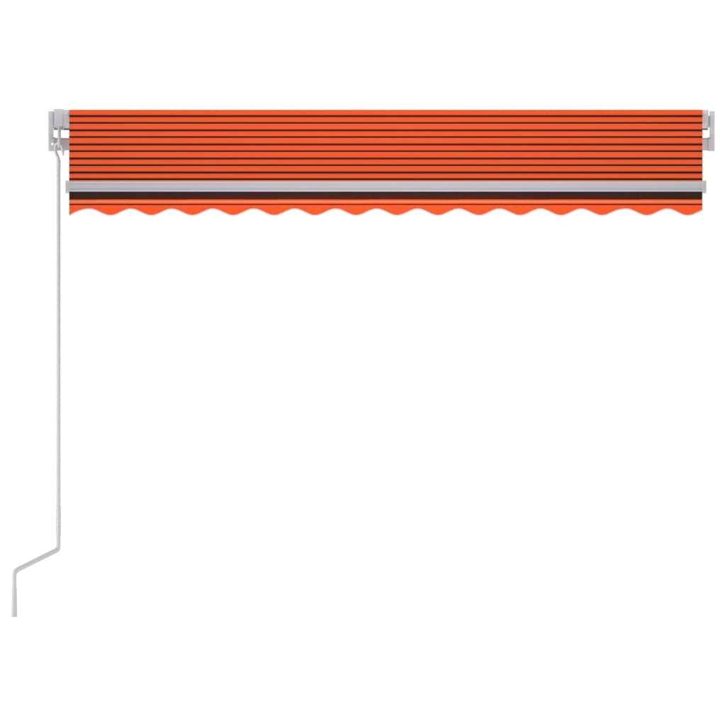 Manuell Uttrekkbar Markise Med Led 300X250 Cm Oransje Og Brun