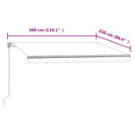 Automatisk Uttrekkbar Markise 300X250 Cm Antrasitt