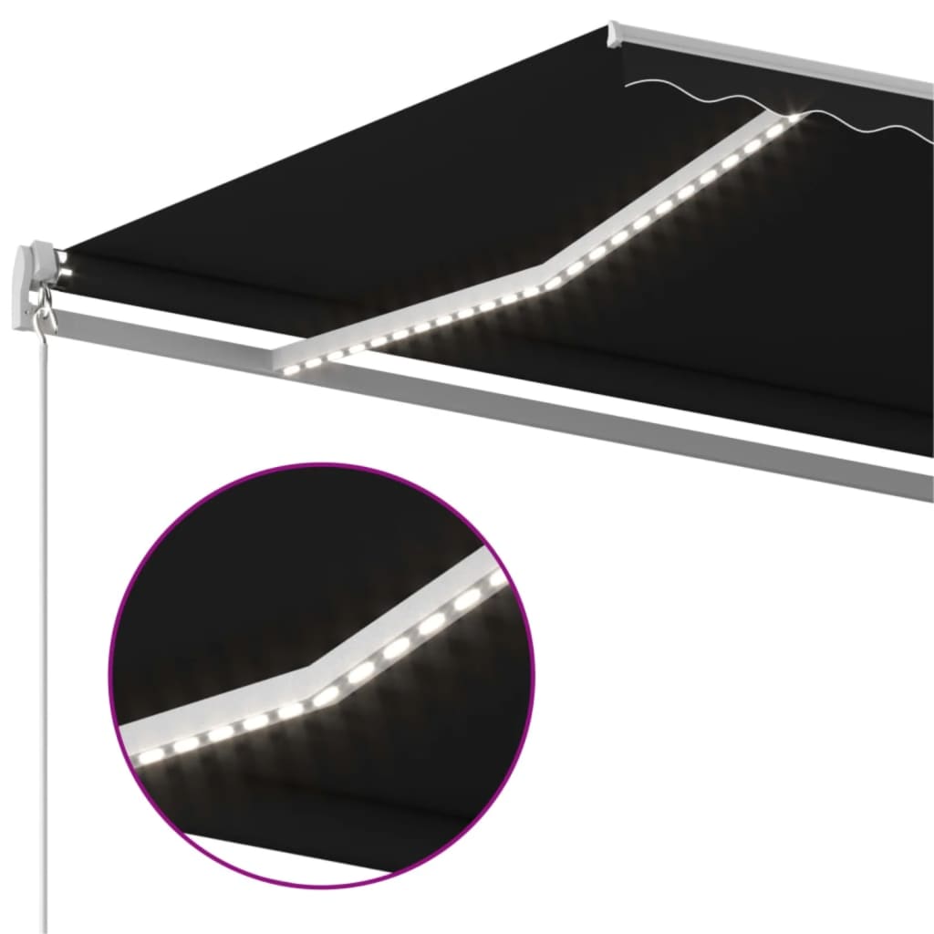 Manuell Uttrekkbar Markise Med Led 400X300 Cm Antrasitt