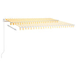 Manuell Uttrekkbar Markise Med Led 450X300 Cm Gul Og Hvit