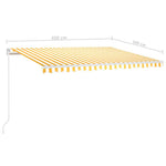 Manuell Uttrekkbar Markise Med Led 450X300 Cm Gul Og Hvit