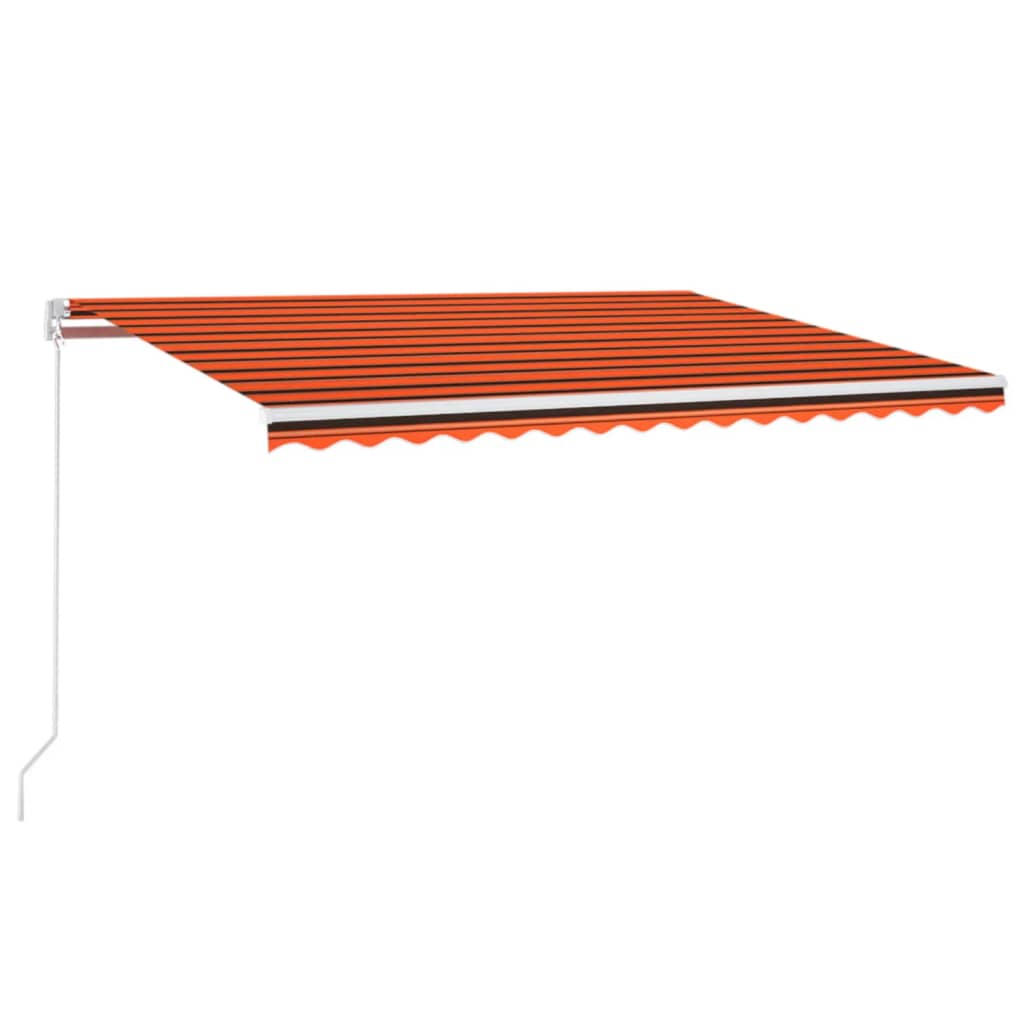 Manuell Uttrekkbar Markise Med Led 450X300 Cm Oransje Og Brun