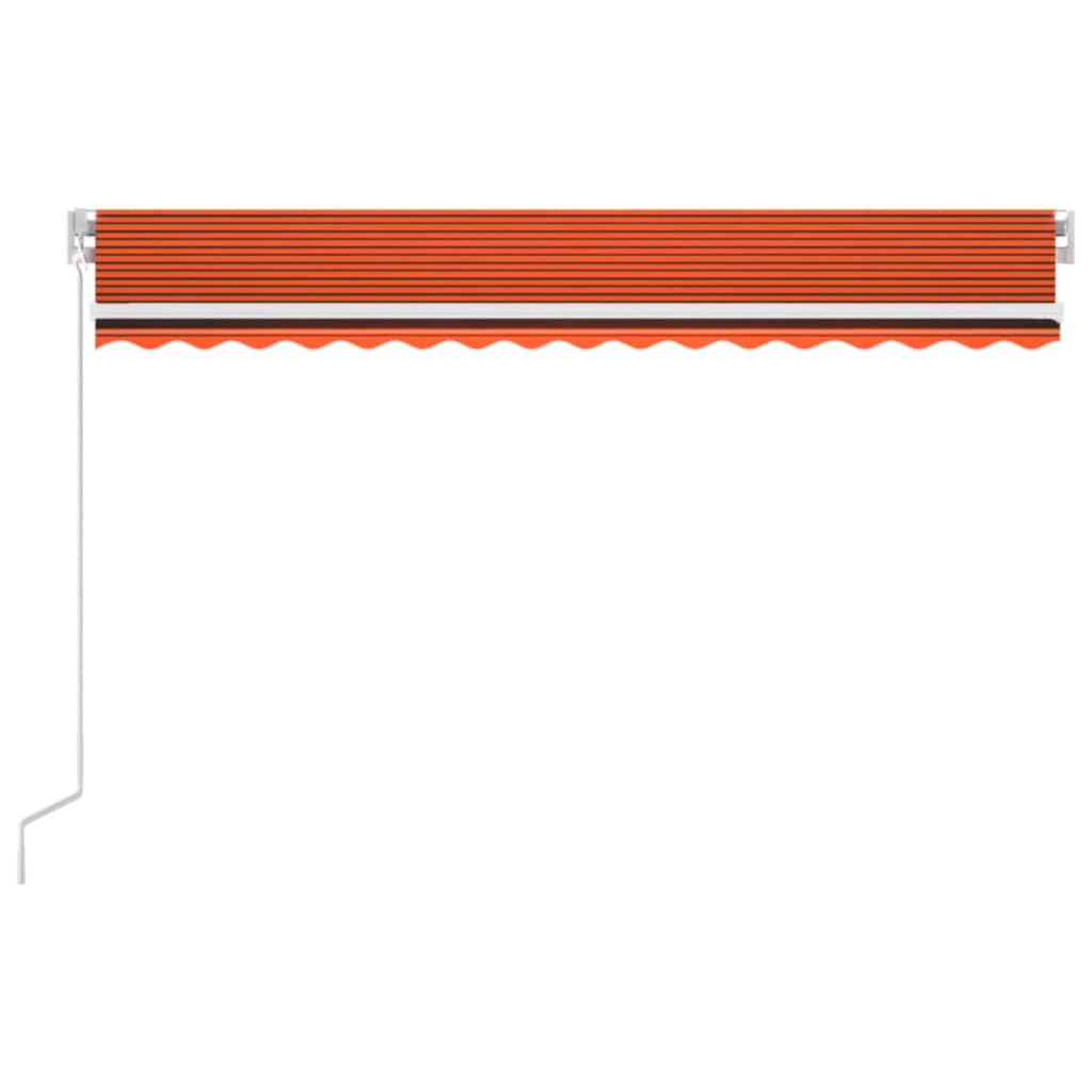 Manuell Uttrekkbar Markise Med Led 450X300 Cm Oransje Og Brun