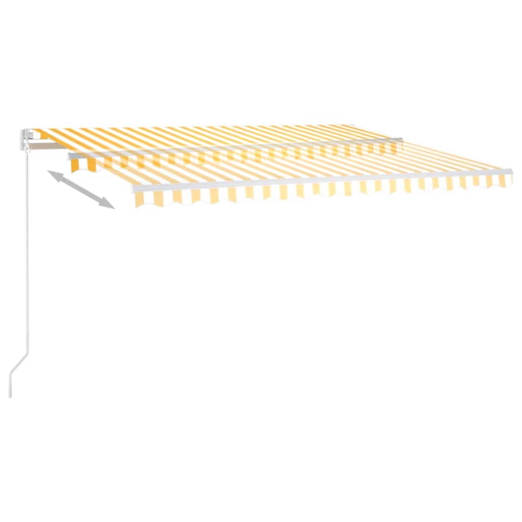 Manuell Uttrekkbar Markise 400X350 Cm Gul Og Hvit