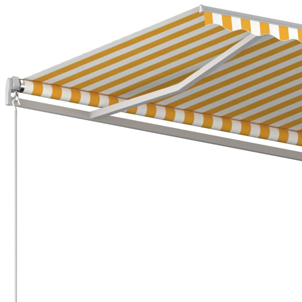Manuell Uttrekkbar Markise 400X350 Cm Gul Og Hvit