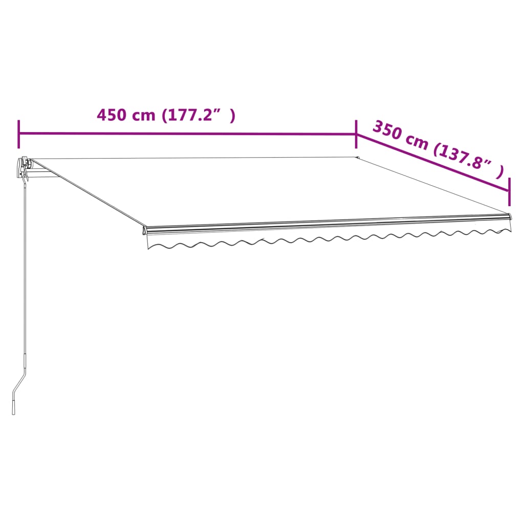 Automatisk Uttrekkbar Markise 450X350 Cm Gul Og Hvit