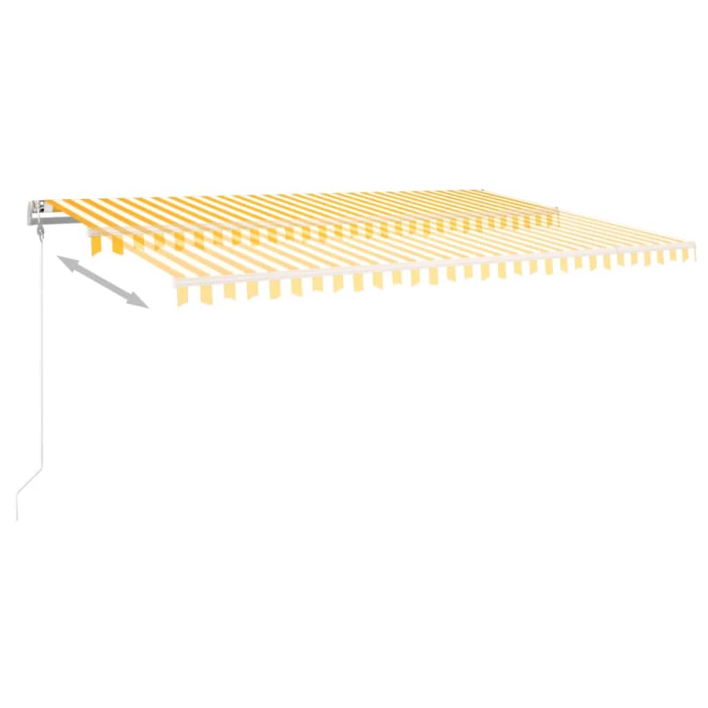 Automatisk Uttrekkbar Markise 500X350 Cm Gul Og Hvit