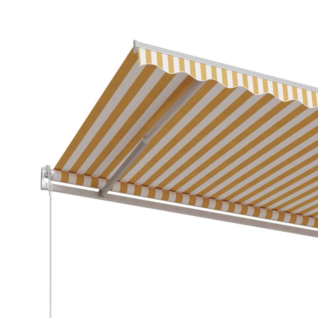 Automatisk Uttrekkbar Markise 600X350 Cm Gul Og Hvit