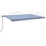 Automatisk Markise Med Vindsensor Og Led 500X300 Cm Blå Og Hvit