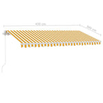 Manuell Uttrekkbar Markise Med Led 450X300 Cm Gul Og Hvit