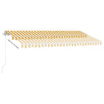 Manuell Uttrekkbar Markise Med Led 450X300 Cm Gul Og Hvit