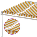 Manuell Uttrekkbar Markise Med Led 450X300 Cm Gul Og Hvit