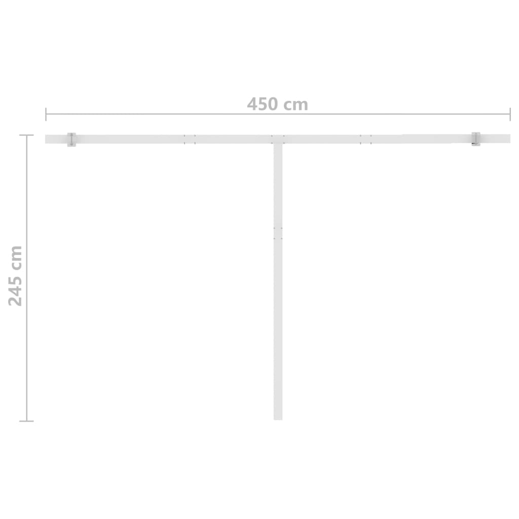 Manuell Uttrekkbar Markise Med Led 450X300 Cm Gul Og Hvit