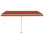 Manuell Uttrekkbar Markise Med Led 450X300 Cm Oransje Og Brun