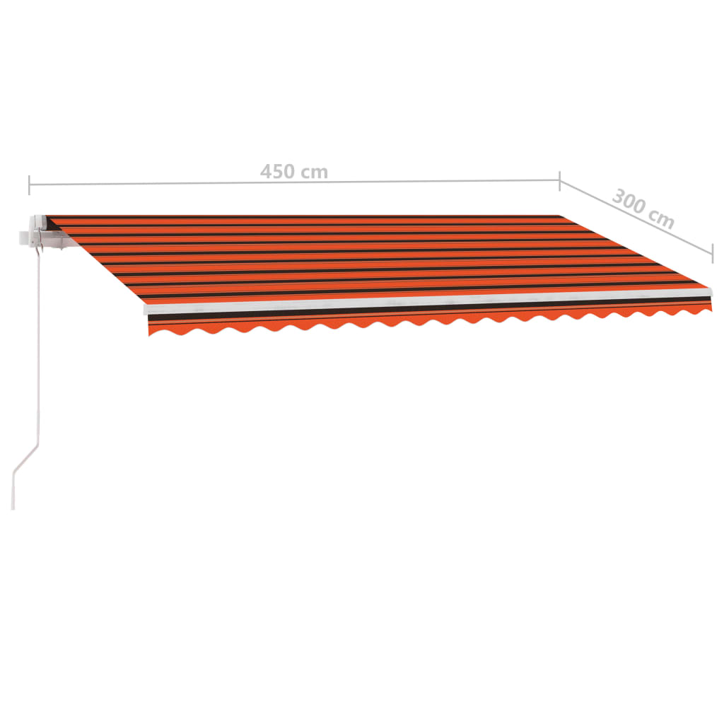 Manuell Uttrekkbar Markise Med Led 450X300 Cm Oransje Og Brun