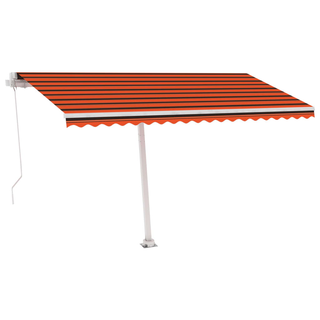 Manuell Uttrekkbar Markise Med Led 450X300 Cm Oransje Og Brun