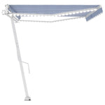 Automatisk Markise Med Vindsensor Og Led 500X300 Cm Blå Og Hvit