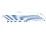 Automatisk Markise Med Vindsensor Og Led 500X300 Cm Blå Og Hvit