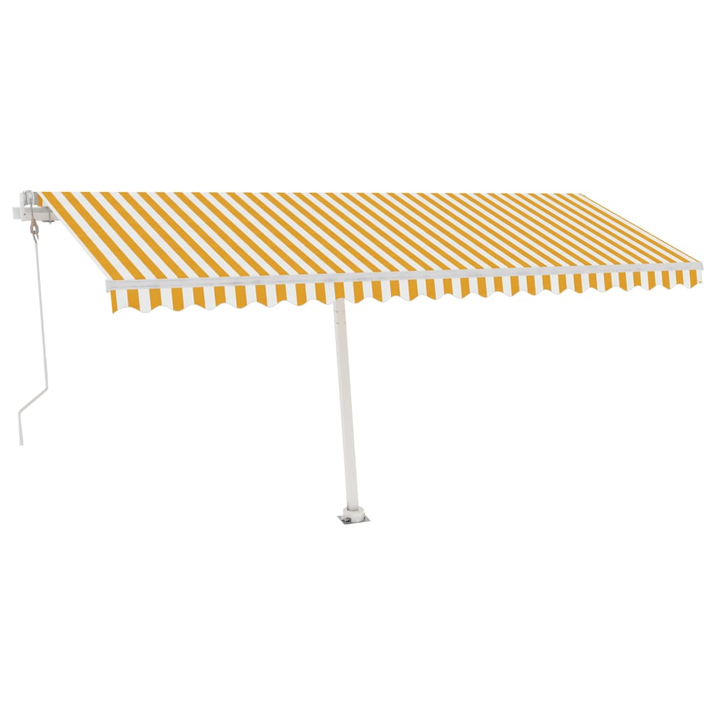 Automatisk Markise Med Vindsensor Og Led 500X350 Cm Gul/Hvit
