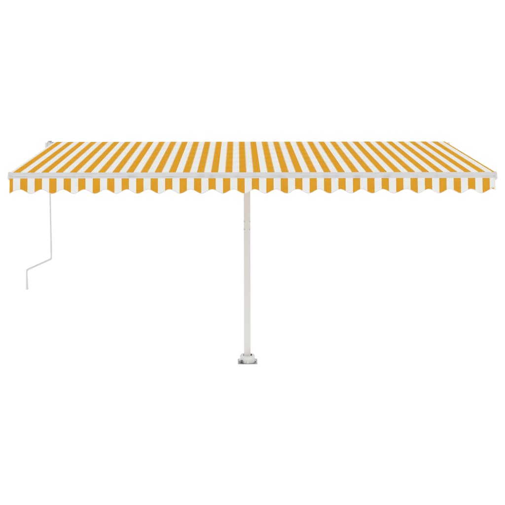 Automatisk Markise Med Vindsensor Og Led 500X350 Cm Gul/Hvit