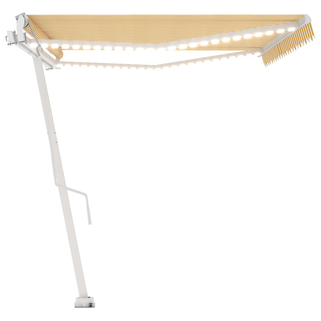 Automatisk Markise Med Vindsensor Og Led 500X350 Cm Gul/Hvit