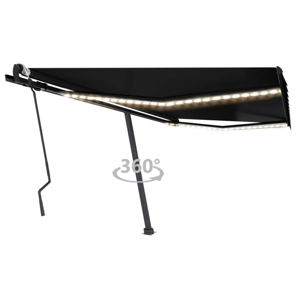 Manuell Uttrekkbar Markise Med Led 400X300 Cm Antrasitt