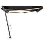 Manuell Uttrekkbar Markise Med Led 400X300 Cm Antrasitt