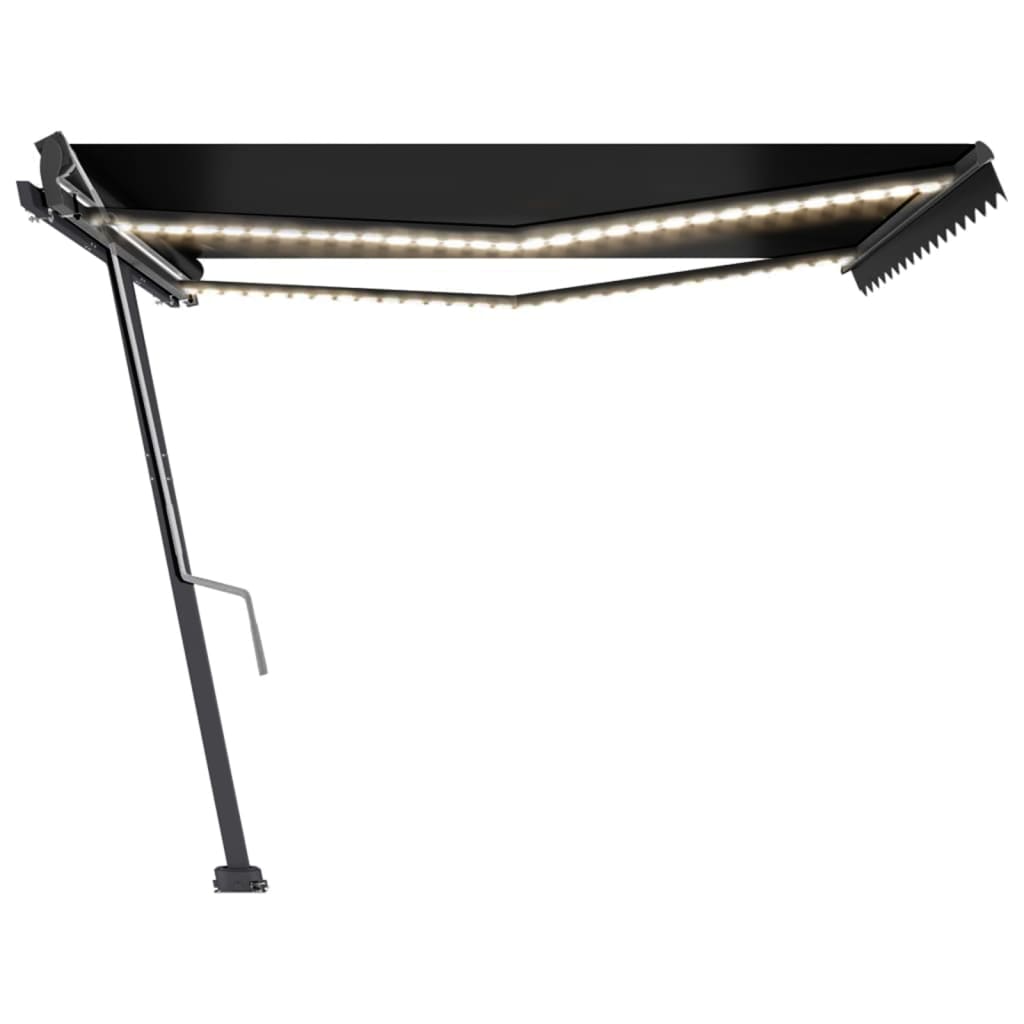 Manuell Uttrekkbar Markise Med Led 400X300 Cm Antrasitt