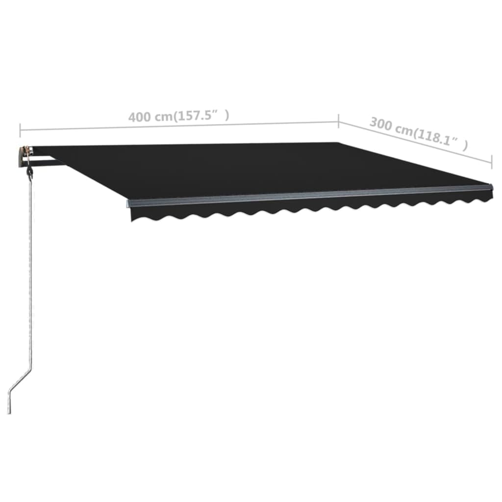 Manuell Uttrekkbar Markise Med Led 400X300 Cm Antrasitt