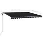 Manuell Uttrekkbar Markise Med Led 400X300 Cm Antrasitt