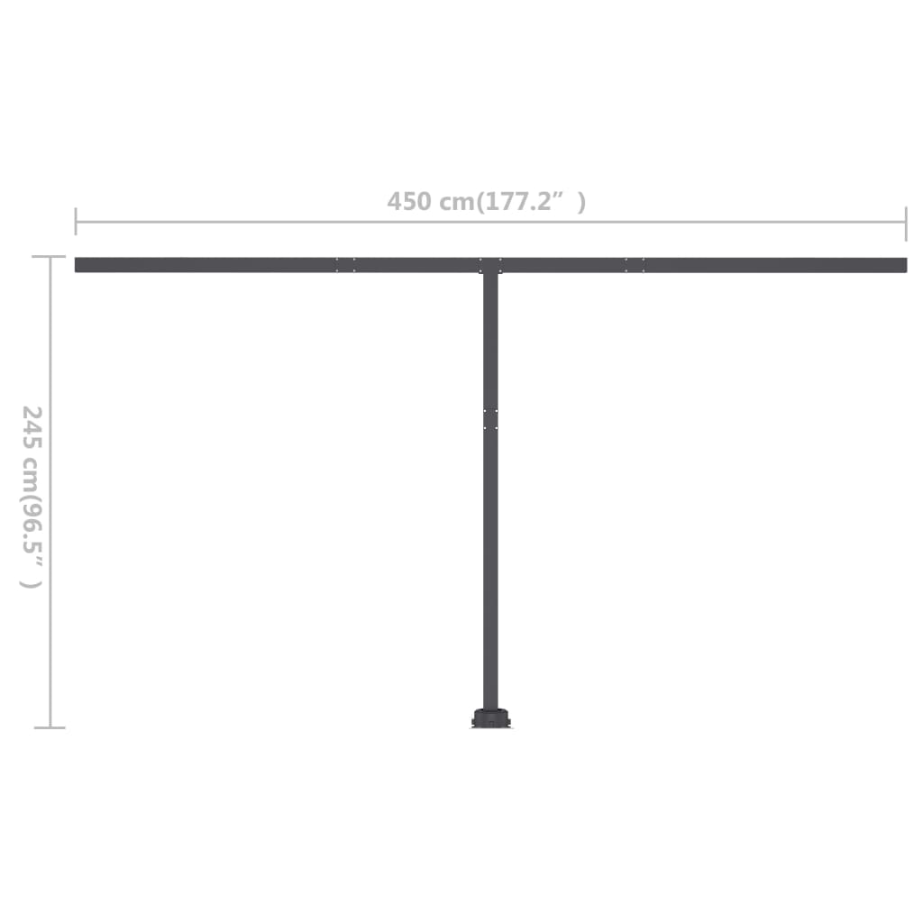Manuell Uttrekkbar Markise Med Led 400X300 Cm Antrasitt