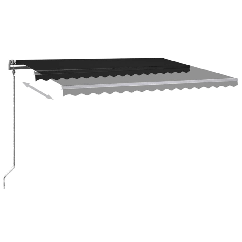Manuell Uttrekkbar Markise Med Led 400X300 Cm Antrasitt