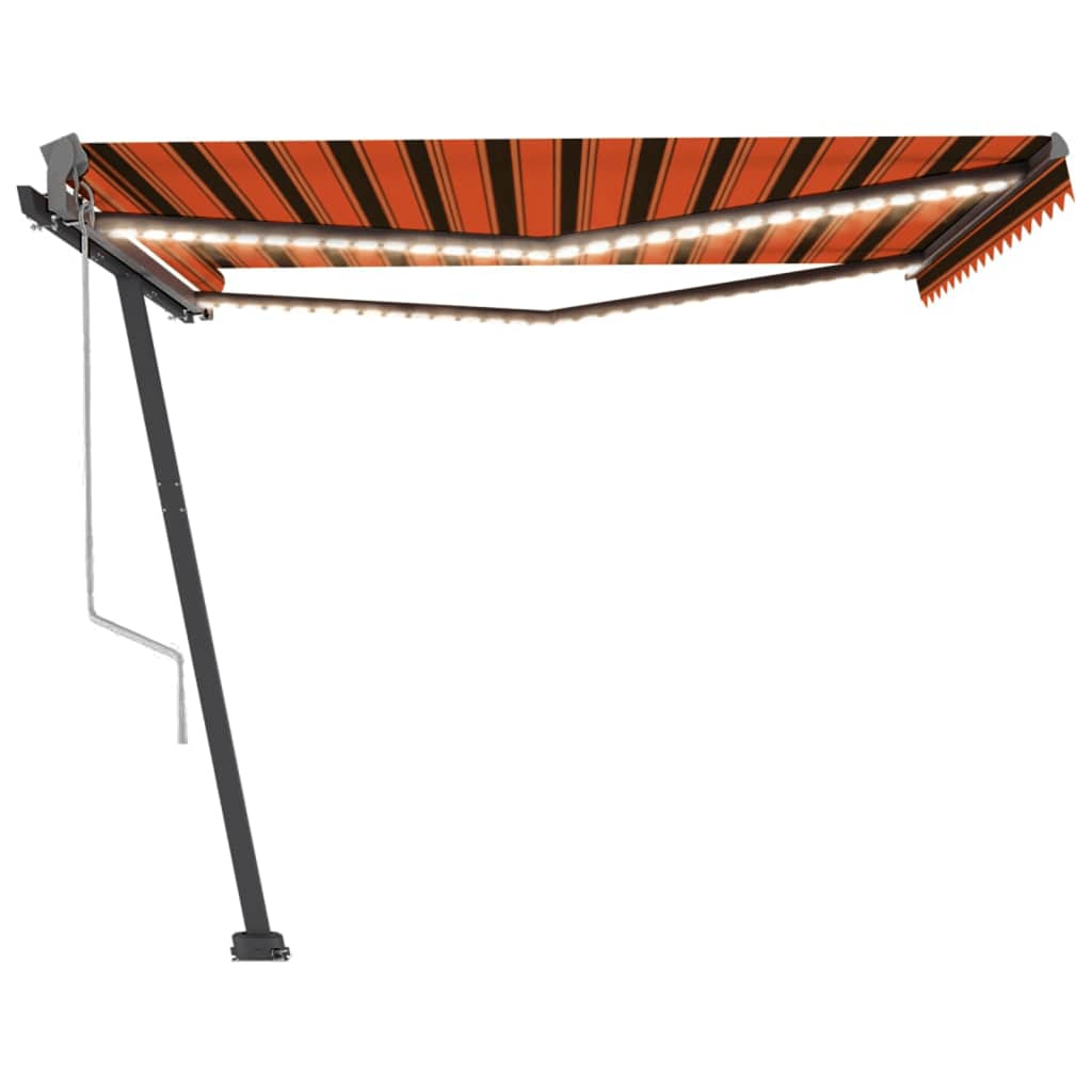 Automatisk Markise Med Vindsensor Og Led 400X300Cm Oransje/Brun