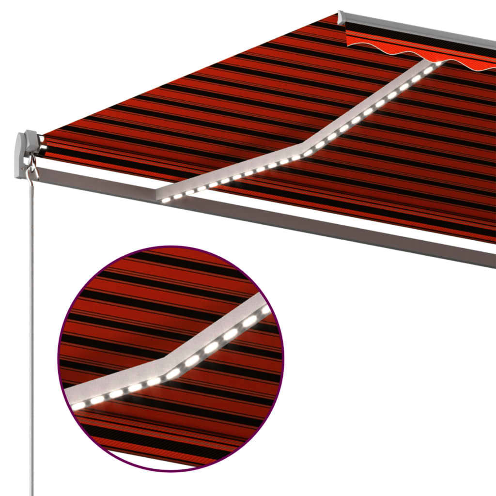 Automatisk Markise Med Vindsensor Og Led 400X300Cm Oransje/Brun