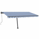 Automatisk Markise Med Vindsensor Og Led 450X350 Cm Blå Og Hvit