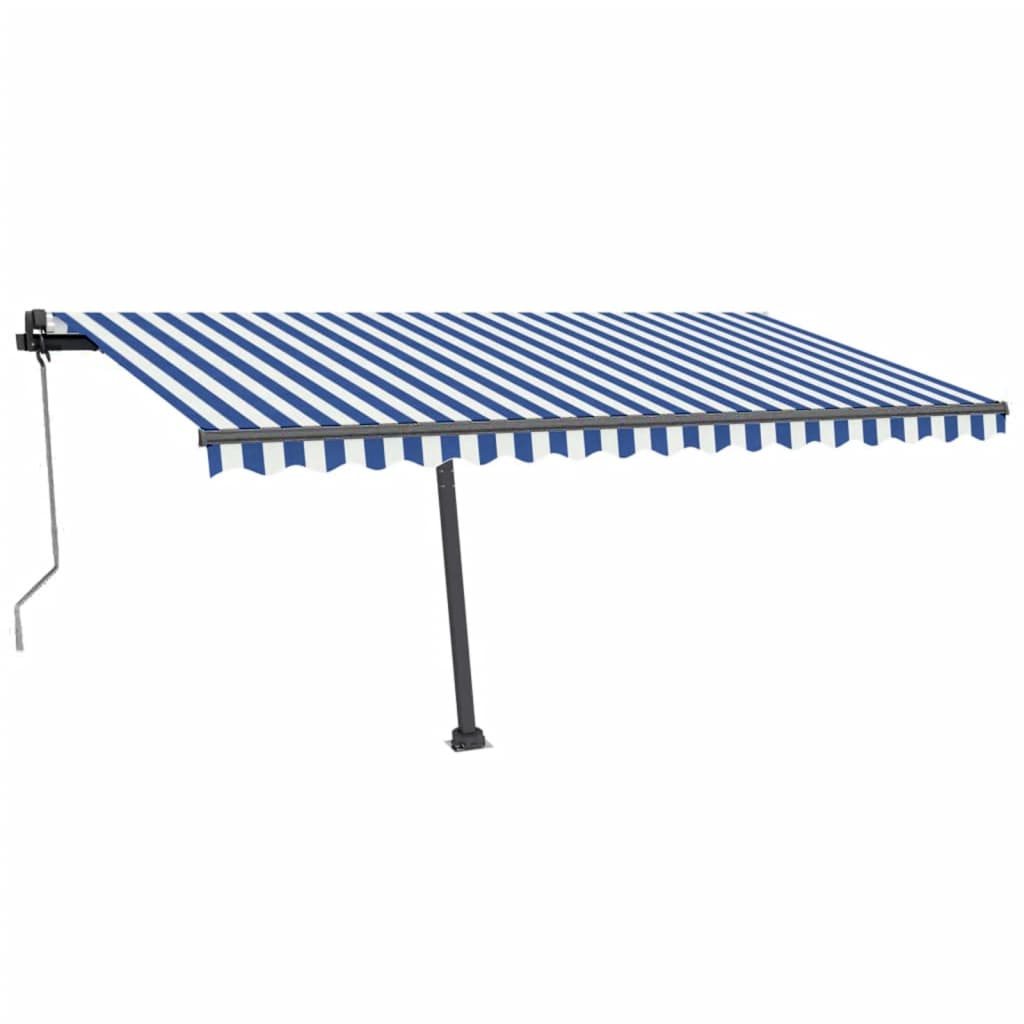 Automatisk Markise Med Vindsensor Og Led 450X350 Cm Blå Og Hvit