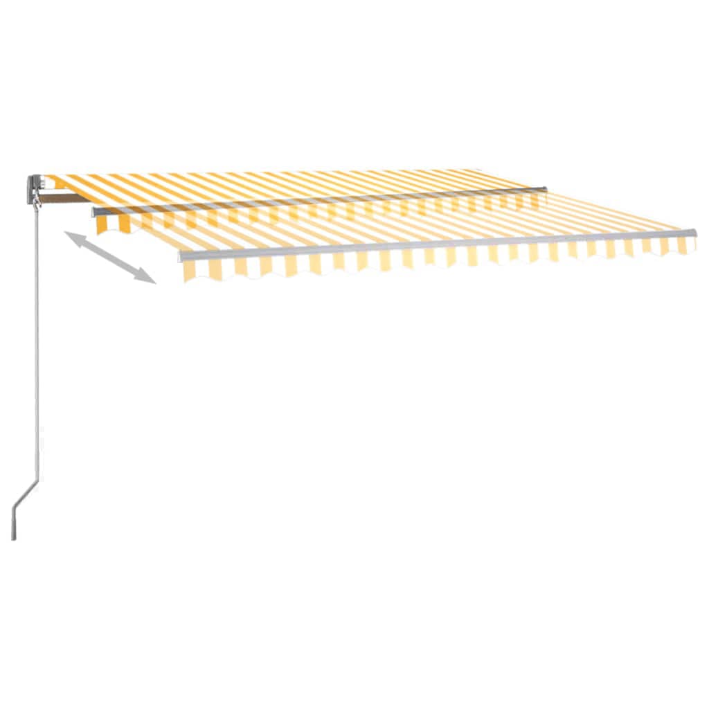 Automatisk Markise Med Vindsensor Og Led 450X350 Cm Gul/Hvit