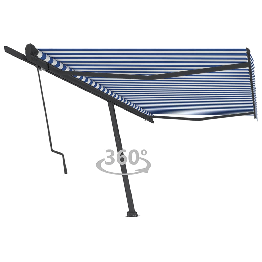 Frittstående Automatisk Markise 500X350 Cm Blå/Hvit