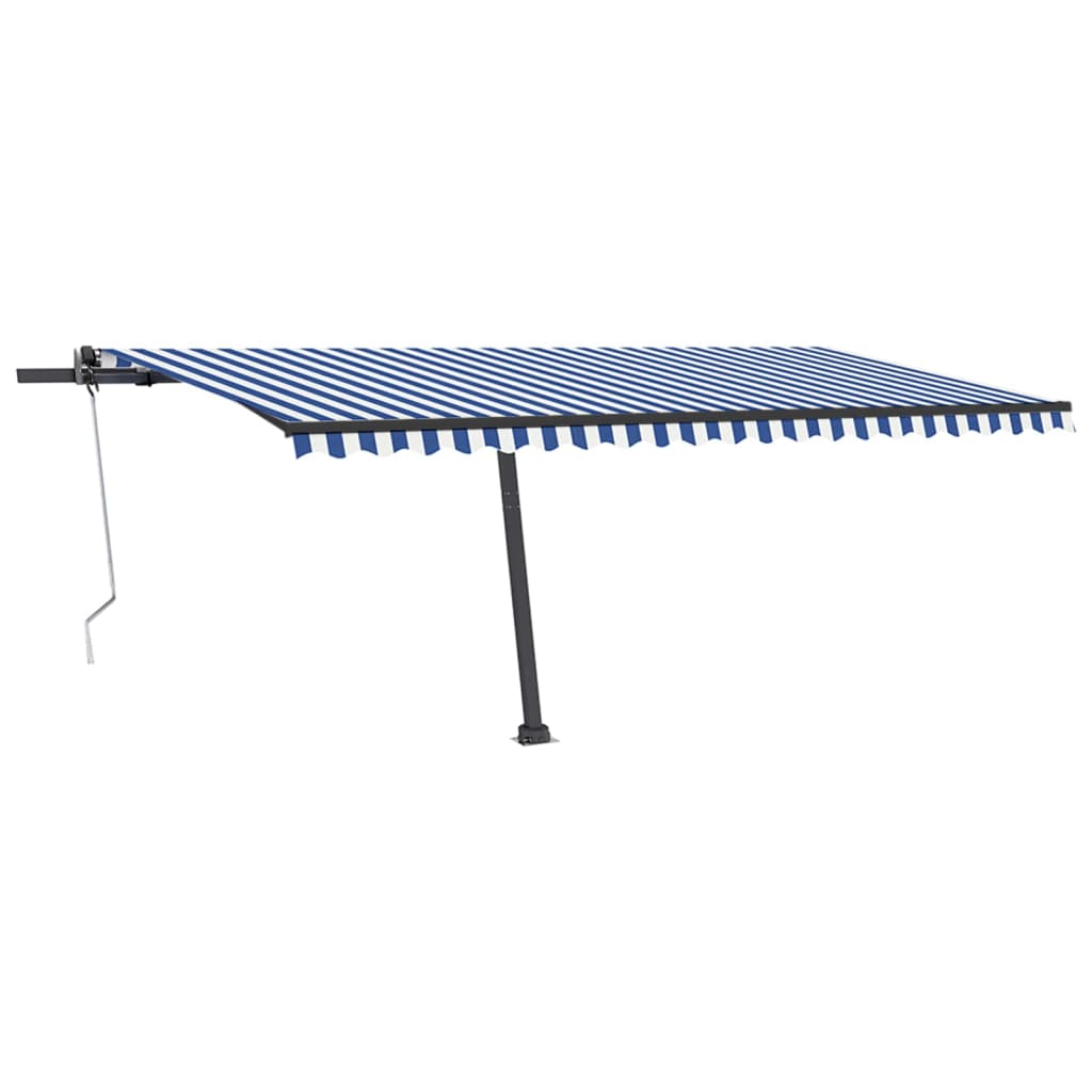 Frittstående Automatisk Markise 500X350 Cm Blå/Hvit