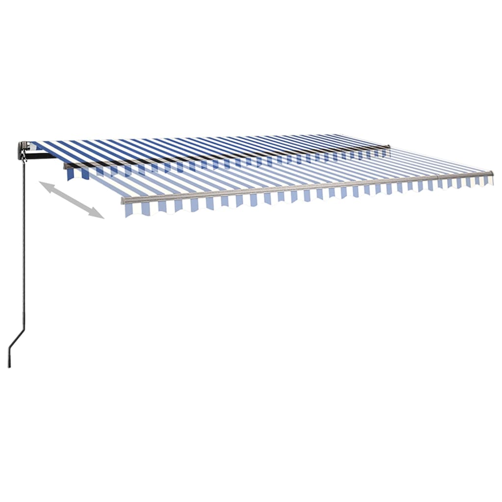 Frittstående Automatisk Markise 500X350 Cm Blå/Hvit