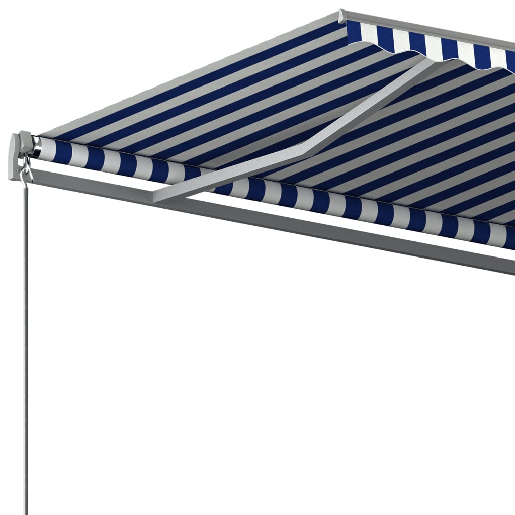 Frittstående Automatisk Markise 500X350 Cm Blå/Hvit