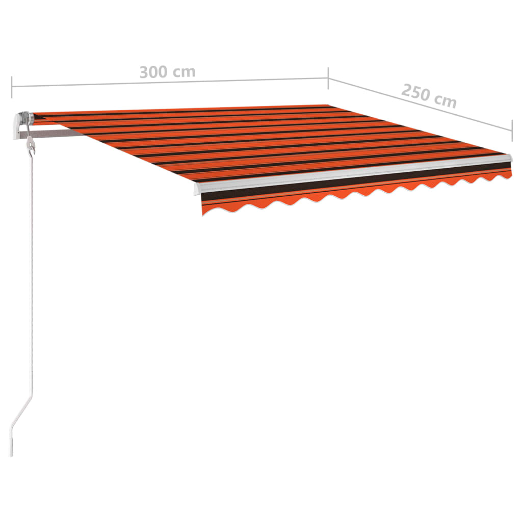 Automatisk Uttrekkbar Markise Med Stolper 3X2,5 M Oransje Brun