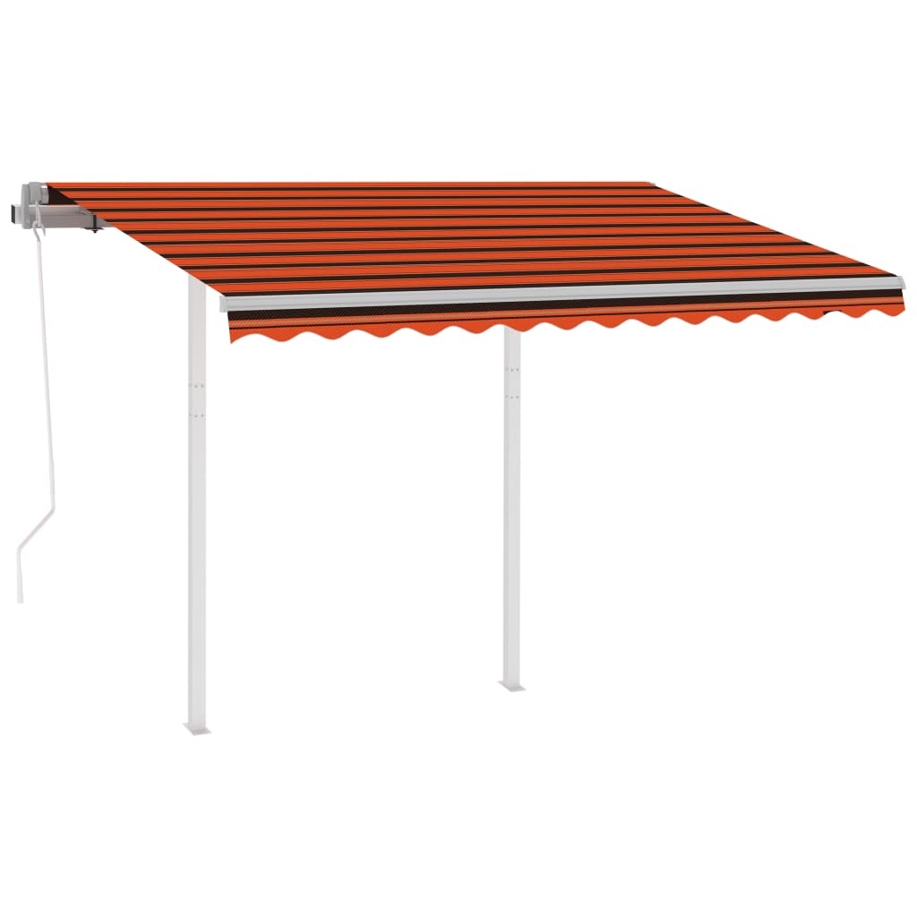 Automatisk Uttrekkbar Markise Med Stolper 3X2,5 M Oransje Brun