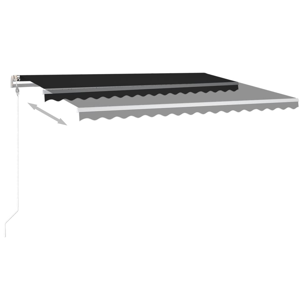 Manuell Uttrekkbar Markise Med Led 4X3 M Antrasitt